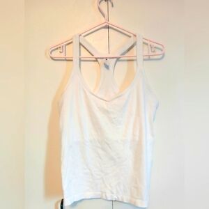 Yogalicious Racer Back White Tank Top white Workout Yoga Large snug fit
